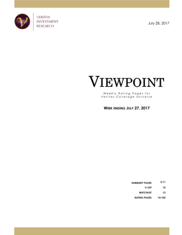 VIEWPOINT Weekly Rating Pages for Veritas Coverage Universe