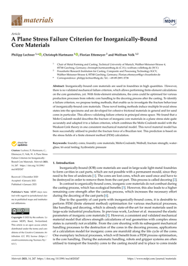 A Plane Stress Failure Criterion for Inorganically-Bound Core Materials