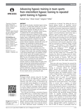 Advancing Hypoxic Training in Team Sports: from Intermittent Hypoxic Training to Repeated Sprint Training in Hypoxia