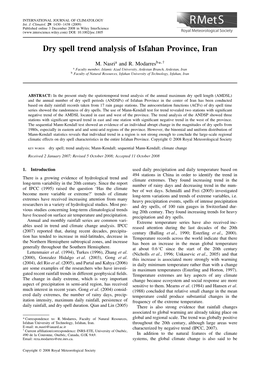 Dry Spell Trend Analysis of Isfahan Province, Iran