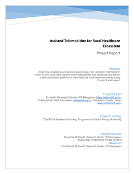 Assisted Telemedicine for Rural Healthcare Ecosystem Project Report