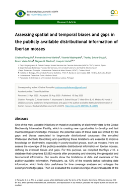 Assessing Spatial and Temporal Biases and Gaps in the Publicly Available Distributional Information of Iberian Mosses
