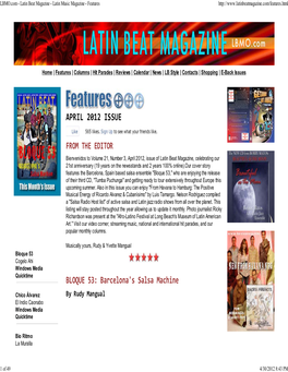 LBMO.Com - Latin Beat Magazine - Latin Music Magazine - Features