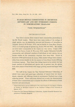 Scarab Beetle Communities in Deciduous Dipterocarp and Dry Evergreen Forests in Northeastern Thailand*
