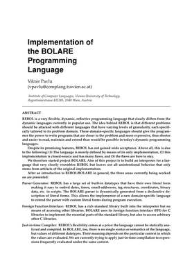 Implementation of the BOLARE Programming Language