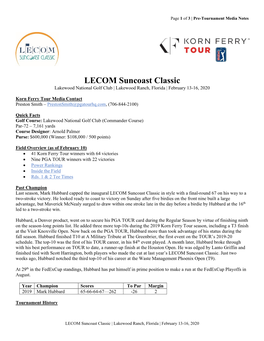 LECOM Suncoast Classic Lakewood National Golf Club | Lakewood Ranch, Florida | February 13-16, 2020