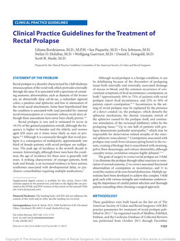 Clinical Practice Guidelines for the Treatment of Rectal Prolapse Liliana Bordeianou, M.D., M.P.H
