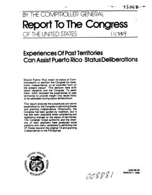 GGD-80-26 Experiences of Past Territories Can Assist Puerto Rico
