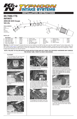 K&N Air Intakes Installation Instructions