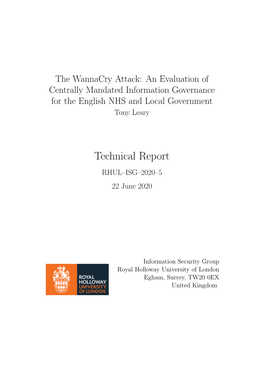Technical Report RHUL–ISG–2020–5 22 June 2020