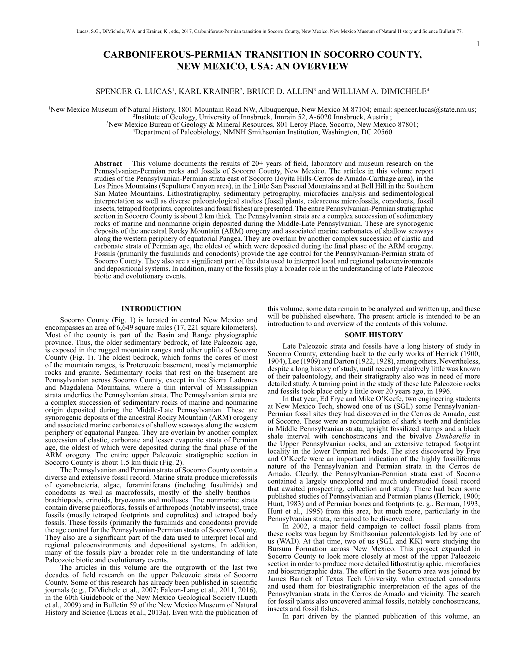 Carboniferous-Permian Transition in Socorro County, New Mexico