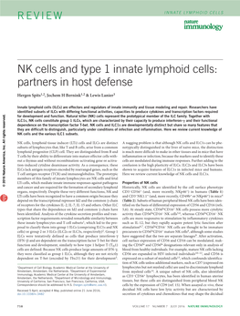 NK Cells and Type 1 Innate Lymphoid Cells: Partners in Host Defense