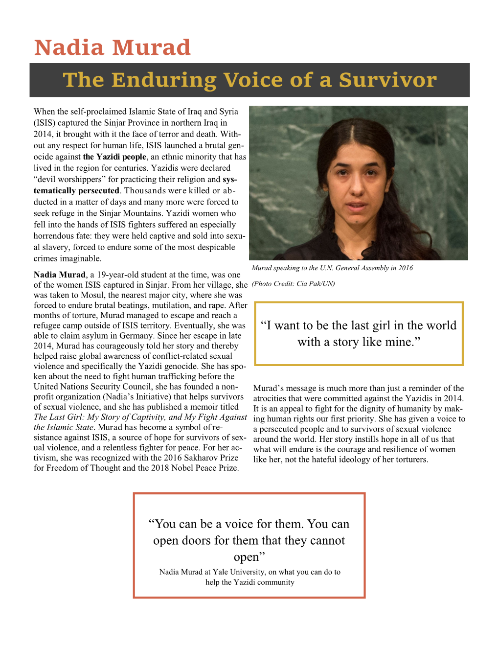 Nadia Murad the Enduring Voice of a Survivor