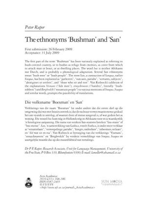 The Ethnonyms 'Bushman' and 'San'