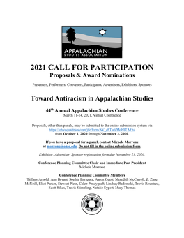 2021 CALL for PARTICIPATION Proposals & Award Nominations