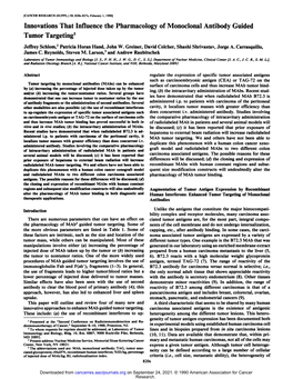 Innovations That Influence the Pharmacology of Monoclonal Antibody Guided Tumor Targeting1