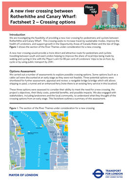 A New River Crossing Between Rotherhithe and Canary Wharf: Factsheet 2 – Crossing Options