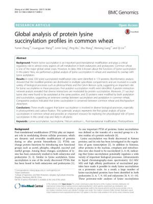 Global Analysis of Protein Lysine Succinylation Profiles in Common Wheat