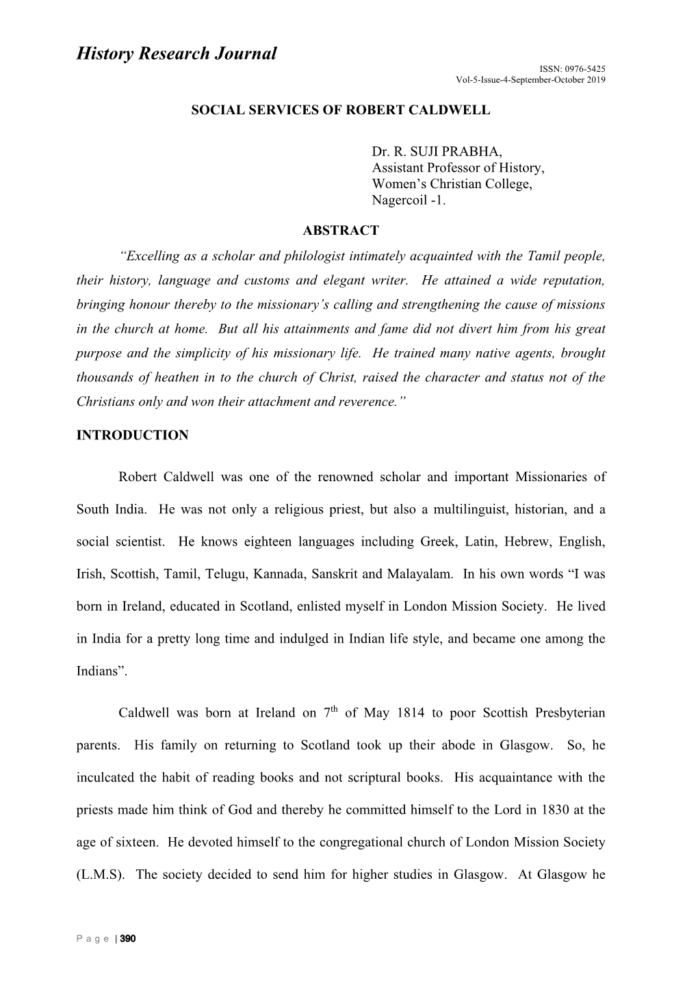 History Research Journal ISSN: 0976-5425 Vol-5-Issue-4-September-October 2019