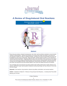 A Review of Drug-Induced Oral Reactions