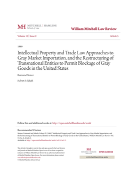 Intellectual Property and Trade Law Approaches to Gray Market
