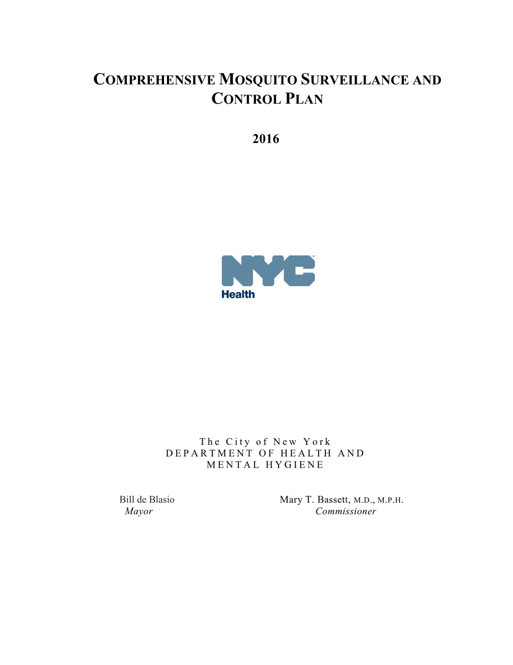 Comprehensive Mosquito Surveillance and Control Plan