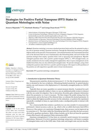 Strategies for Positive Partial Transpose (PPT) States in Quantum Metrologies with Noise