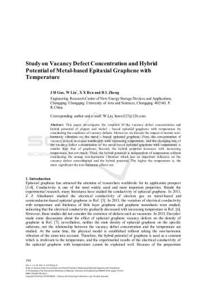 Study on Vacancy Defect Concentration and Hybrid Potential of Metal-Based Epitaxial Graphene with Temperature