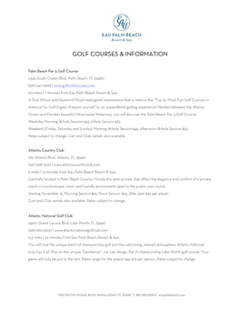 Golf Courses & Information