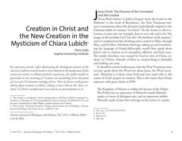 Creation in Christ and the New Creation in the Mysticism of Chiara