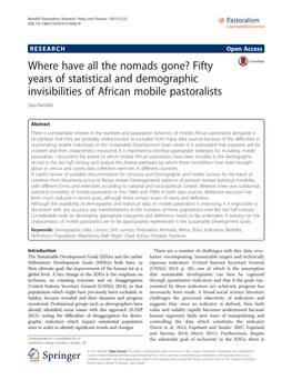 Where Have All the Nomads Gone? Fifty Years of Statistical and Demographic Invisibilities of African Mobile Pastoralists Sara Randall