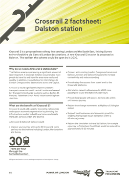 Crossrail 2 Factsheet: Dalston Station Crossrail 2 Factsheet: Victoria Station