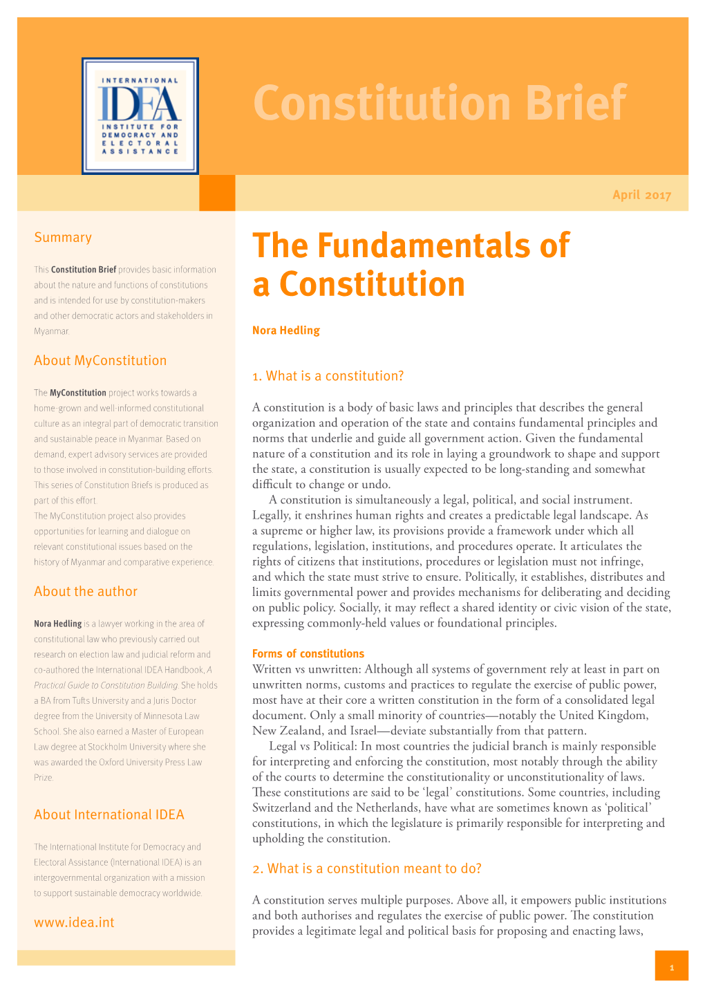 The Fundamentals of a Constitution