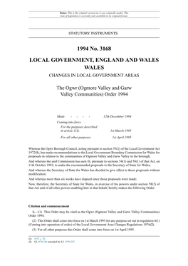 The Ogwr (Ogmore Valley and Garw Valley Communities) Order 1994