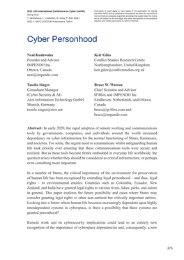 Cyber Personhood