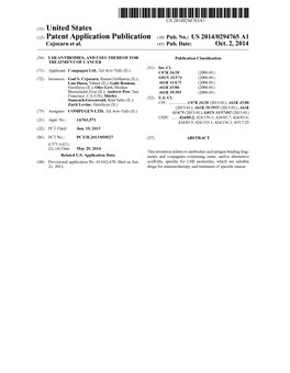 (12) Patent Application Publication (10) Pub. No.: US 2014/0294765 A1 Cojocaru Et Al