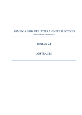 Armenia 2018: Realities and Perspectives June 22-24 Abstracts