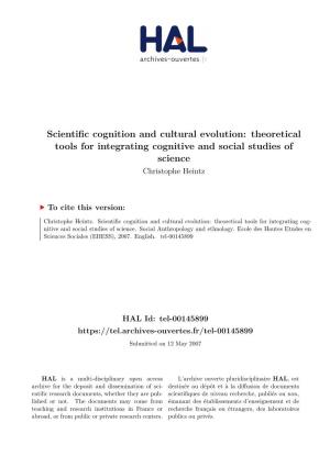 Theoretical Tools for Integrating Cognitive and Social Studies of Science Christophe Heintz