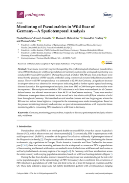 Monitoring of Pseudorabies in Wild Boar of Germany—A Spatiotemporal Analysis