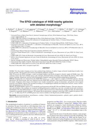 The EFIGI Catalogue of 4458 Nearby Galaxies with Detailed Morphology⋆