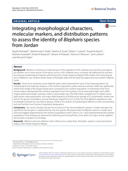Integrating Morphological Characters, Molecular Markers, and Distribution