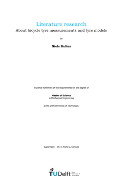 Literature Research About Bicycle Tyre Measurements and Tyre Models