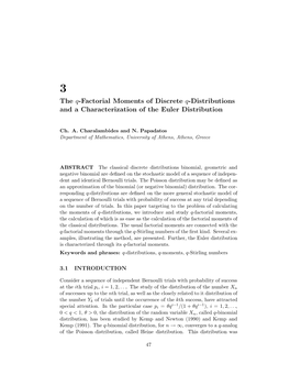 The Q-Factorial Moments of Discrete Q-Distributions and a Characterization of the Euler Distribution
