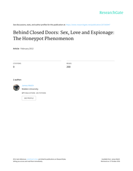 Sex, Love and Espionage: the Honeypot Phenomenon