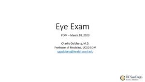 Eye Exam POM – March 18, 2020