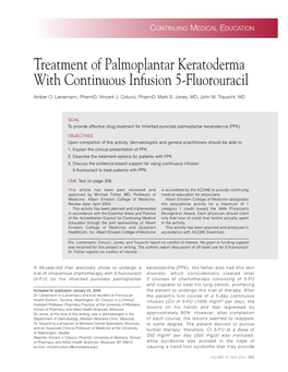 Treatment of Palmoplantar Keratoderma with Continuous Infusion 5-Fluorouracil