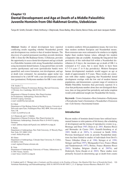 Dental Development and Age at Death of a Middle Paleolithic Juvenile Hominin from Obi-Rakhmat Grotto, Uzbekistan