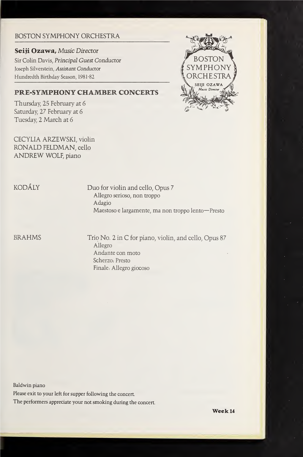 Boston Symphony Orchestra Concert Programs, Season 101, 1981