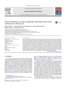 Ozone Distribution in Remote Ecologically Vulnerable Terrain of the Southern Sierra Nevada, CA