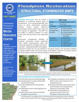 Structural Stormwater Bmps Center Fact Sheet